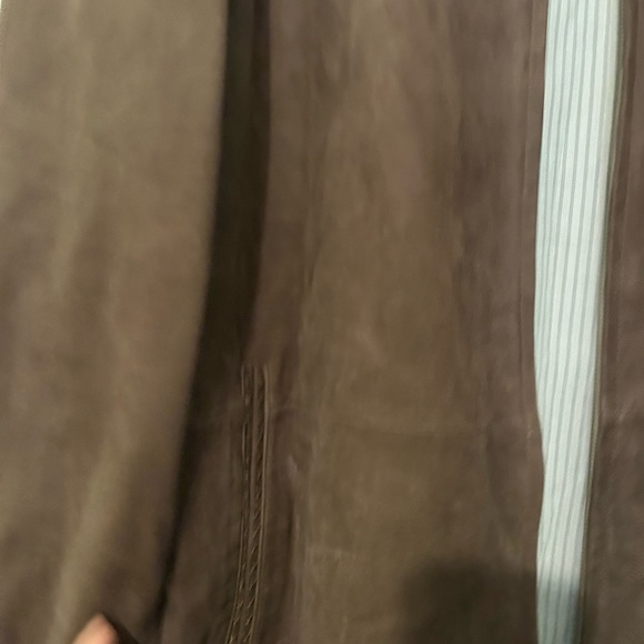 Robert Comstock Vertical Brown baby calf nubuck Leather  Jacket cl - Picture 16 of 17